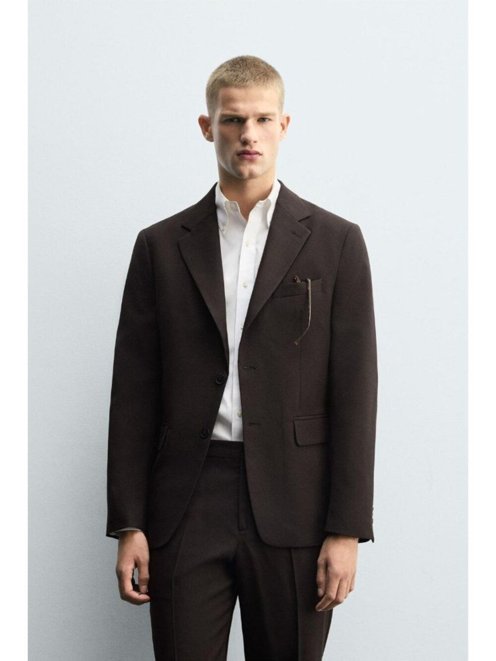 Zara Mens Wool Suit Jacket Blazer EU 50 US 40 Brown Regular Fit 5746/557 NWT